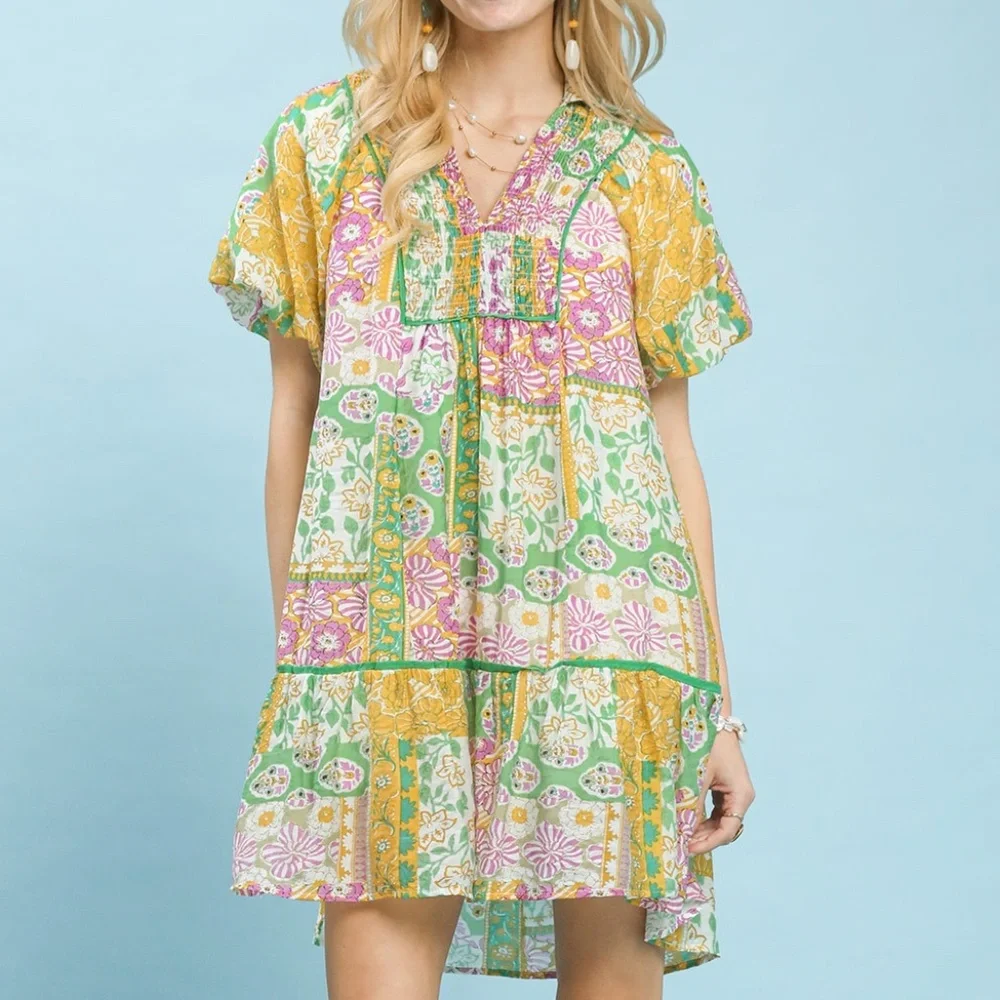 Umgee Patchwork Print Dress - Picture 2 of 6